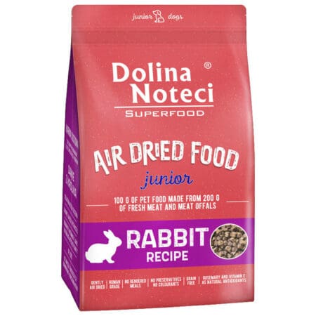 Dolina Noteci Junior Rabbit Air-Dried Dog SuperFood 1kg - 2.2lbs - Human Grade